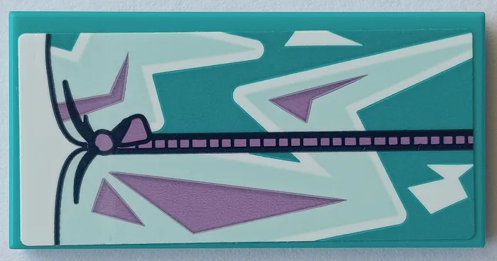 Tile 2 x 4 with Light Aqua, Medium Lavender and White Zigzag Sleeping Bag with Zipper Pattern (Sticker) - Set 41681