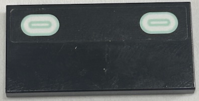 Tile 2 x 4 with White and Light Aqua Oval Headlights Pattern (Sticker) - Set 60367