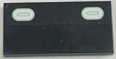 Tile 2 x 4 with White and Light Aqua Oval Headlights Pattern (Sticker) - Set 60367