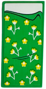 Tile 2 x 4 with Blanket with Yellow Flowers and White Bedsheet Pattern (Sticker) - Set 42652