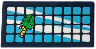 Tile 2 x 4 with Medium Azure Solar Panel with White Reflections, Leaf, and Caterpillar Pattern (Sticker) - Set 42652
