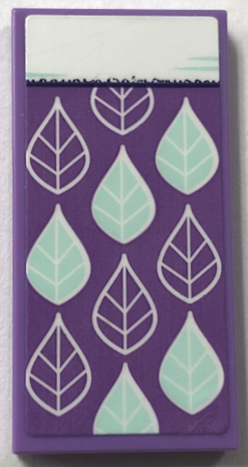 Tile 2 x 4 with Blanket with Light Aqua Leaves and White Bedsheet Pattern (Sticker) - Set 41679