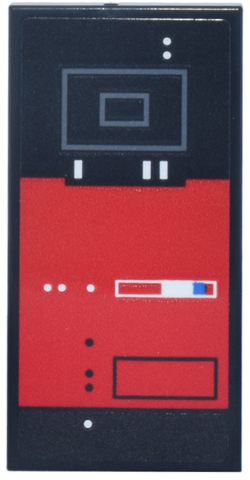 Tile 2 x 4 with Red Control Panel, Blue and White Lights and Buttons, Dark Bluish Gray Rectangles Pattern (Sticker) - Set 75419