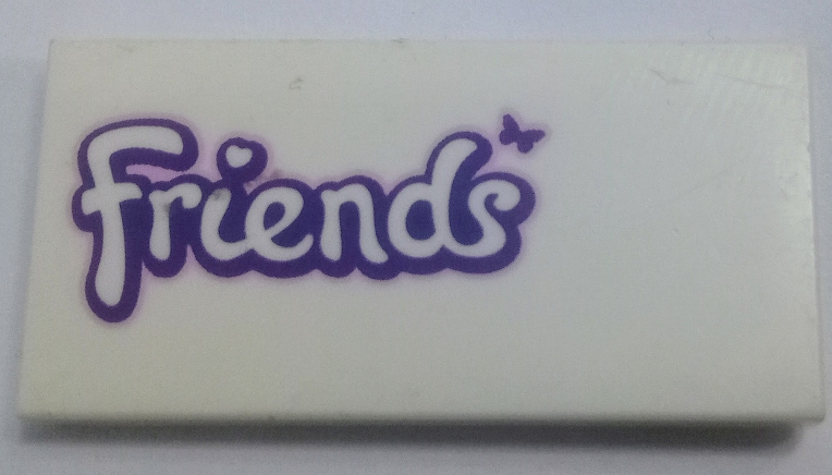 Tile 2 x 4 with Friends Logo with Butterfly Pattern