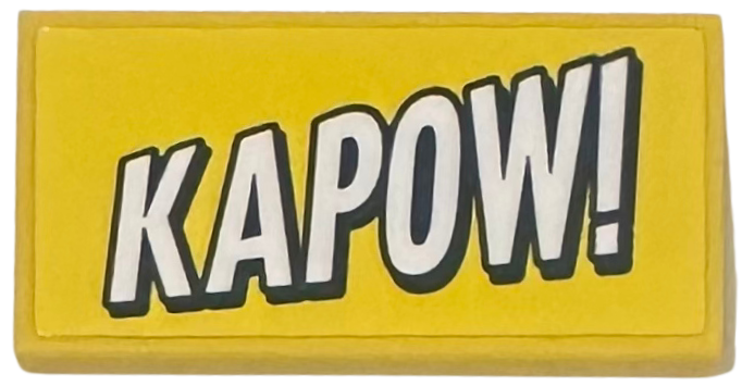 Tile 2 x 4 with White 'KAPOW!' Pattern (Sticker) - Set 42674