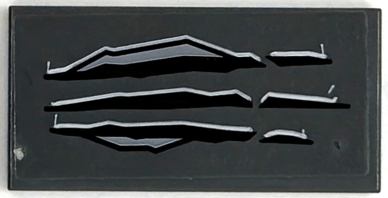 Tile 2 x 4 with Black and Light Bluish Gray Scratches Pattern (Sticker) - Set 76294