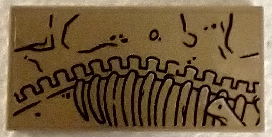 Tile 2 x 4 with Dinosaur Bones Fossils, T. rex Ribs Pattern Model Right Side (Sticker) - Set 76961
