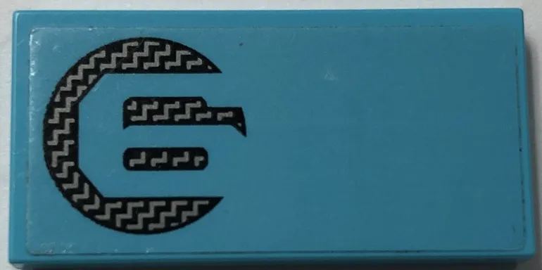Tile 2 x 4 with Number 6 in Black and Silver Carbon Fiber Circle Pattern Model Left Side (Sticker) - Set 76905