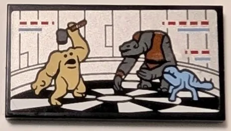 Tile 2 x 4 with Dejarik Hologame Video Game Screen Pattern (Sticker) - Set 75389