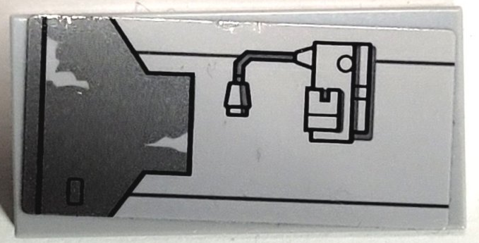 Tile 2 x 4 with with Dark Bluish Gray Worn Mechanical Armor Plate with Black Outlines Pattern (Sticker) - Set 75346