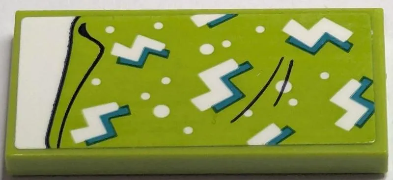 Tile 2 x 4 with Blanket with Dark Turquoise and White Zigzags, Dots and Bedsheet Pattern (Sticker) - Set 41722