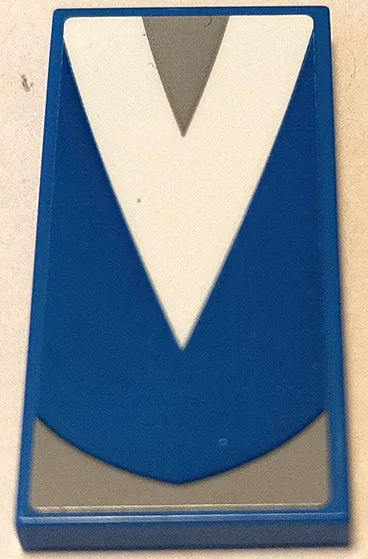 Tile 2 x 4 with White V-Shaped Stripe, Light Bluish Gray Triangle and Curved End Pattern (Sticker) - Set 75573