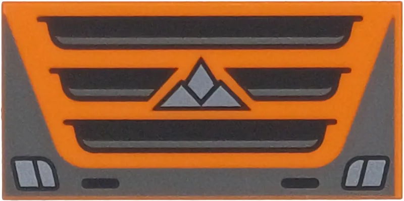 Tile 2 x 4 with Black, Dark Bluish Gray and Silver Truck Grille and Headlights Pattern