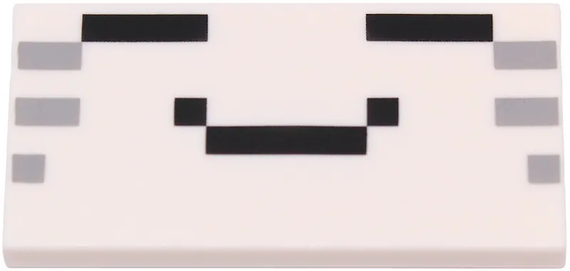 Tile 2 x 4 with Black and Light Bluish Gray Squares and Rectangles Pattern (Minecraft Ghastling Face)