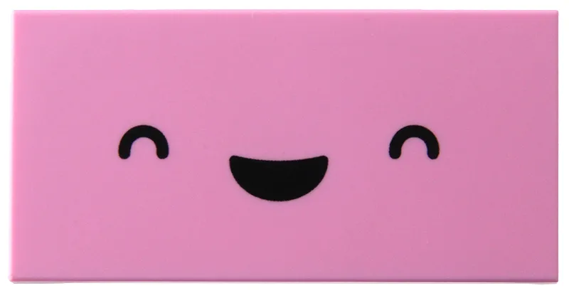 Tile 2 x 4 with Black Eyes and Open Mouth Grin Pattern