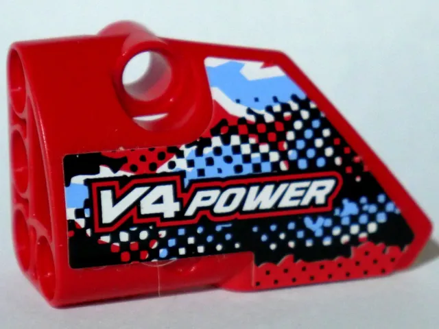 Technic, Panel Fairing # 1 Small Smooth Short, Side A with 'V4 POWER' Pattern (Sticker) - Set 8048