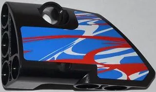 Technic, Panel Fairing # 1 Small Smooth Short, Side A with Red and White Swirls on Blue Pattern (Sticker) - Set 42010