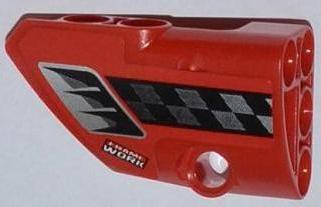 Technic, Panel Fairing # 1 Small Smooth Short, Side A with Air Intake, Checkered Stripe and 'FRAME WORK' Pattern (Sticker) - Set 42011