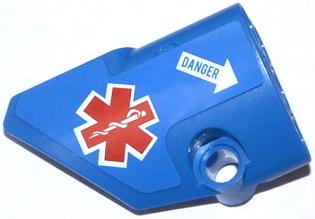 Technic, Panel Fairing # 1 Small Smooth Short, Side A with EMT Star of Life and White Arrow with 'DANGER' Pattern (Sticker) - Set 42020