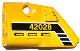 Technic, Panel Fairing # 1 Small Smooth Short, Side A with Black and White Stripes, Air Intakes and '42028' Pattern (Sticker) - Set 42028