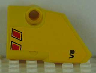 Technic, Panel Fairing # 1 Small Smooth Short, Side A with 'V8' and black and Red Vent Openings Pattern (Sticker) - Set 8109