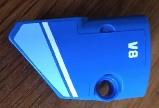 Technic, Panel Fairing # 1 Small Smooth Short, Side A with Medium Blue and White Stripes and 'V8' Pattern (Sticker) - Set 8052