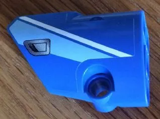 Technic, Panel Fairing # 1 Small Smooth Short, Side A with Medium Blue and White Stripes and Silver Door Handle Pattern (Sticker) - Set 8052