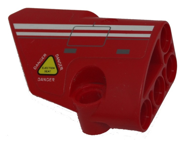 Technic, Panel Fairing # 1 Small Smooth Short, Side A with White Stripes, 'DANGER' and 'EJECTION SEAT' Pattern (Sticker) - Set 9394