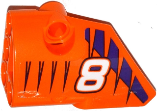 Technic, Panel Fairing # 1 Small Smooth Short, Side A with White Number '8' and Dark Purple Tiger Stripes Pattern (Sticker) - Set 42048