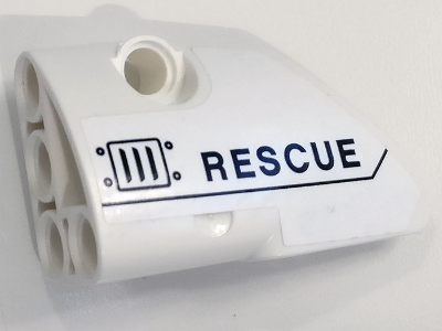 Technic, Panel Fairing # 1 Small Smooth Short, Side A with Vent Grille and 'RESCUE' Pattern (Sticker) - Set 8068