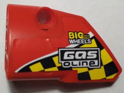 Technic, Panel Fairing # 1 Small Smooth Short, Side A with Black and Yellow Squares, 'BIG big WHEELS', 'GASoline' Pattern (Sticker) - Set 42005