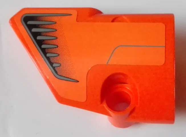 Technic, Panel Fairing # 1 Small Smooth Short, Side A with Black and Dark Bluish Gray Vents on Orange Background Pattern (Sticker) - Set 9398