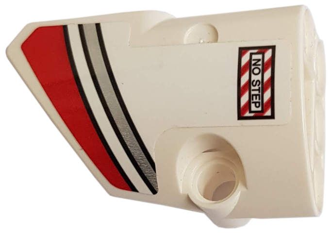 Technic, Panel Fairing # 1 Small Smooth Short, Side A with Red and Silver Stripes and 'NO STEP' Pattern (Sticker) - Set 42057