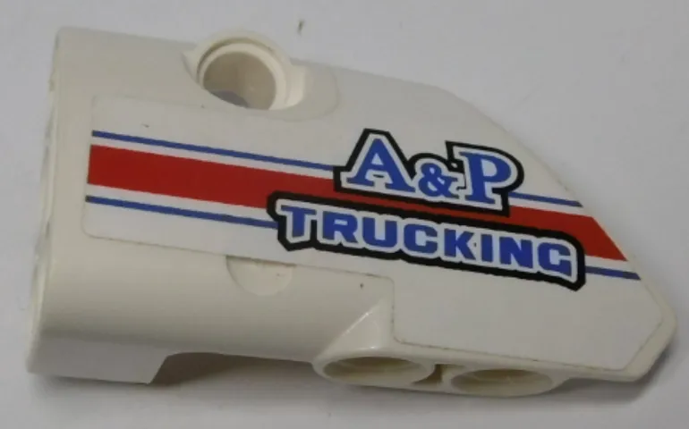 Technic, Panel Fairing # 1 Small Smooth Short, Side A with Blue, Red and White Stripes and 'A&P TRUCKING' Pattern (Sticker) - Set 8071
