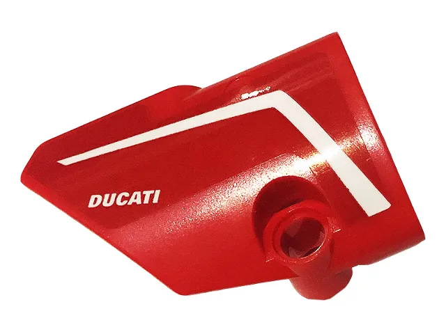Technic, Panel Fairing # 1 Small Smooth Short, Side A with White Stripe and 'DUCATI' Pattern (Sticker) - Set 42107
