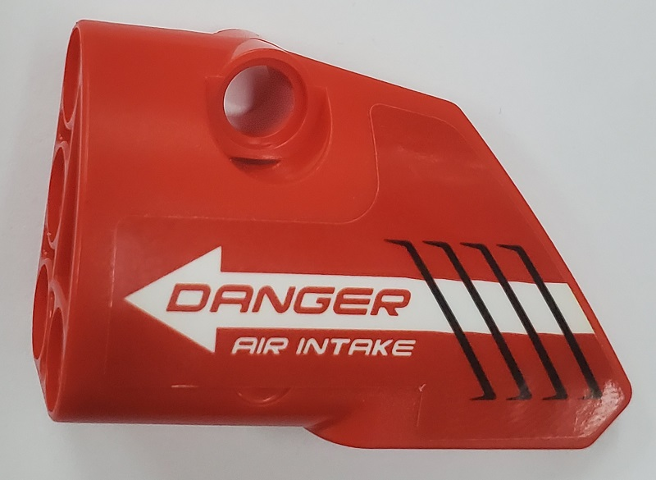 Technic, Panel Fairing # 1 Small Smooth Short, Side A with 'DANGER AIR INTAKE' and White Arrow Pattern (Sticker) - Set 42076