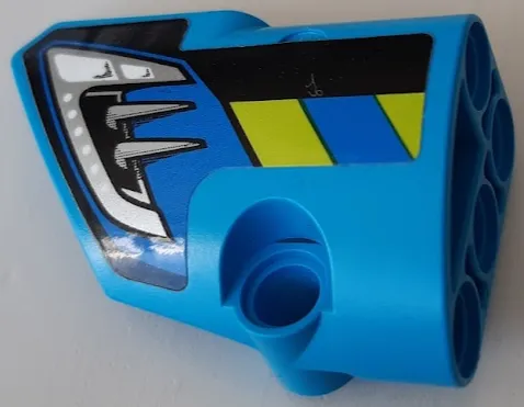 Technic, Panel Fairing # 1 Small Smooth Short, Side A with Silver Headlight, Blue and Lime Diagonal Stripes Pattern (Sticker) - Set 42091