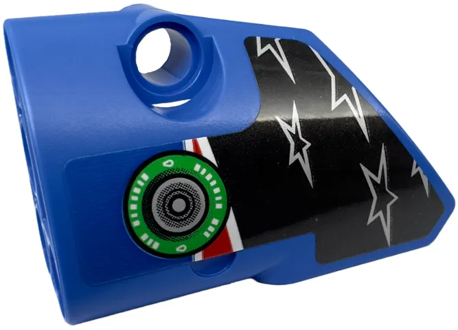 Technic, Panel Fairing # 1 Small Smooth Short, Side A with 5 Silver Stars, Red and White Stripes and Green Fuel Filler Cap Pattern (Sticker) - Set 42153