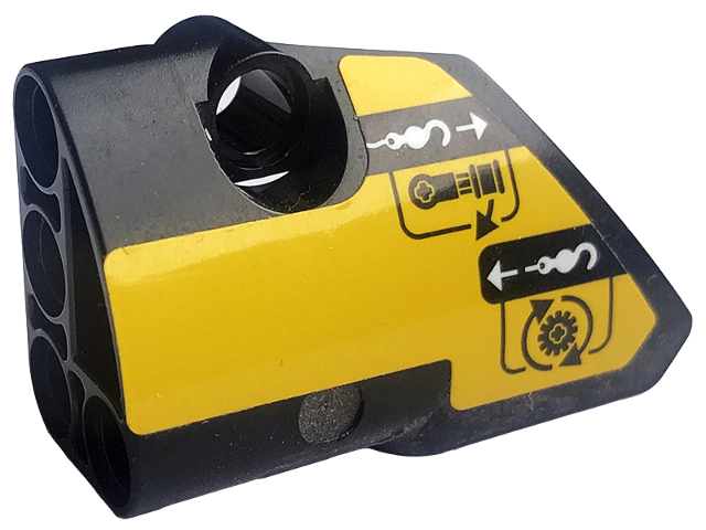 Technic, Panel Fairing # 1 Small Smooth Short, Side A with Black and White Arrows, 12 Tooth Gear and Hooks on Yellow Background Pattern (Sticker) - Set 42094