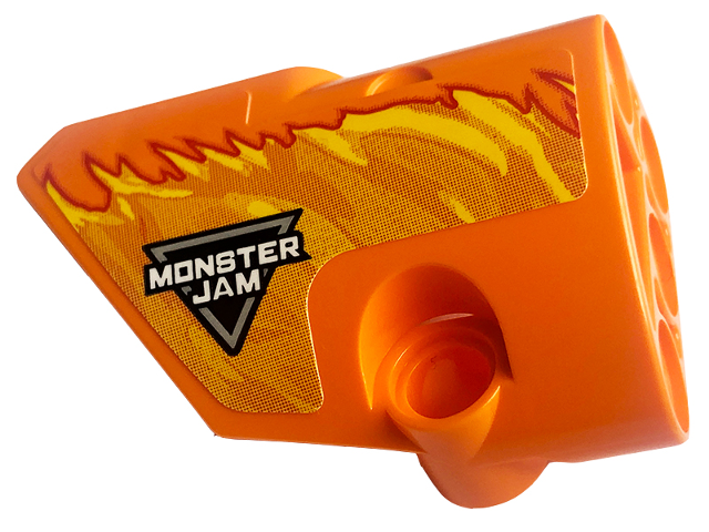 Technic, Panel Fairing # 1 Small Smooth Short, Side A with Logo 'MONSTER JAM' and Yellow Flames Pattern (Sticker) - Set 42135