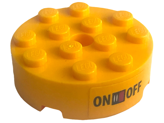 Brick, Round 4 x 4 with Hole with 'ON' and 'OFF' Switch Pattern (Sticker) - Set 41346