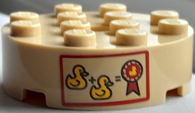 Brick, Round 4 x 4 with Hole with 2 Yellow Ducklings and Red Medal Pattern (Sticker) - Set 40529