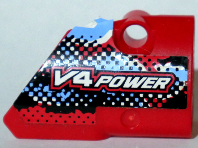 Technic, Panel Fairing # 2 Small Smooth Short, Side B with 'V4 POWER' Pattern (Sticker) - Set 8048