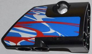 Technic, Panel Fairing # 2 Small Smooth Short, Side B with Red and White Swirls on Blue Pattern (Sticker) - Set 42010
