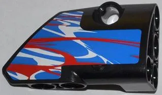 Technic, Panel Fairing # 2 Small Smooth Short, Side B with Red and White Swirls on Blue Pattern (Sticker) - Set 42010
