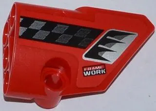 Technic, Panel Fairing # 2 Small Smooth Short, Side B with Air Intake, Checkered Stripe and 'FRAME WORK' Pattern (Sticker) - Set 42011