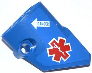 Technic, Panel Fairing # 2 Small Smooth Short, Side B with EMT Star of Life and White Arrow with 'DANGER' Pattern (Sticker) - Set 42020