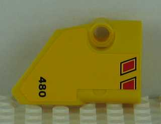 Technic, Panel Fairing # 2 Small Smooth Short, Side B with '480' and Black and Red Vent Openings Pattern (Sticker) - Set 8109