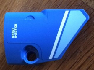 Technic, Panel Fairing # 2 Small Smooth Short, Side B with Medium Blue and White Stripes and 'DIRECT N-JECTION' Pattern (Sticker) - Set 8052