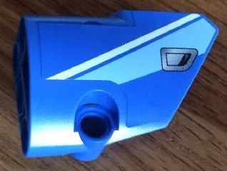 Technic, Panel Fairing # 2 Small Smooth Short, Side B with Medium Blue and White Stripes and Silver Door Handle Pattern (Sticker) - Set 8052